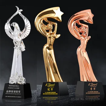 Rășină aur argint bronz trofeu personalizat excelent angajat de onoare award litere de metal galvanizare zeita vultur trofeu