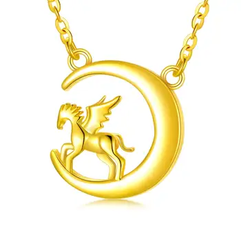 YFN Solid 18k Aur Galben Cal Luna Colier pentru Femei Reale Aur Cadouri Bijuterii Fine