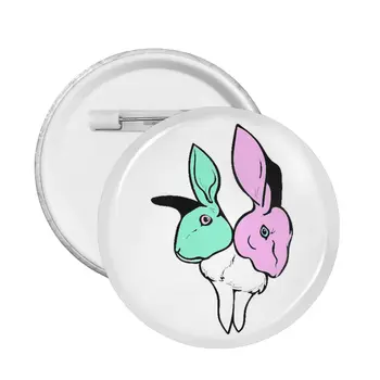 2 Capete Bunny Pin Insigna De Metal Personalizate Ace De Brosa Iubitorii De Insigne, Broșe Pentru Haine