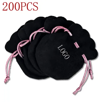 200pcs/lot Panglica Roz Flanel Sac Husa Pentru Șirag de mărgele Brățară Femei Originale Moda Bijuterii Negru Saci de Ambalaj Exterior