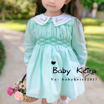 2021 primavara toamna fetita smocked rochie de printesa pentru copii cu maneci lungi brodate rochie de partid ziua de nastere
