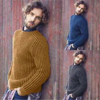 2022 Toamna Pulover Europene și Americane solidă pentru bărbați-sacou de culoare pulover tricotate pentru bărbați