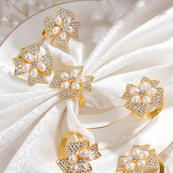 6pcs Europene și Americane Western stil șervețel inel de aur catarama fluture petale hotel furnizează nunta decor masa
