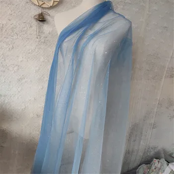 Albastru de design de moda stralucitoare lipite sclipici africane ombre tul ochiurilor de tesatura cu paiete pentru rochie de nunta/rochie de seara Prin Curte