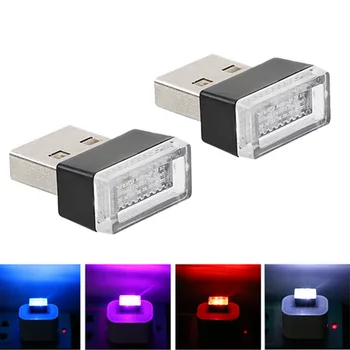 Auto styling LED-uri Auto USB Atmosferă de Lumină 4 culori Sunet de Lampa USB-C de Telefon Suprafață Bucurați-vă de Meci de Fotbal accesorii Auto