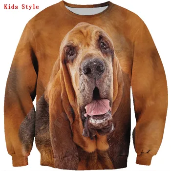 Bloodhound 3d imprimate Hanorace Pulover Baiat Pentru Fata Maneca Lunga Tricouri Copii Animale Amuzant Tricou