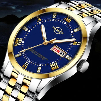 Brand De Top Luxury Mens Ceasuri Luminos Otel Inoxidabil Rezistent La Apă Ceas Cuarț Bărbați Calendar De Afaceri Ceas De Mână