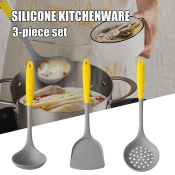 Bucătărie, Ustensile de Gătit Set pentru Gătit Rezistente la Căldură Non-Stick de Bucătărie Silicon Gadget Ustensilă cu Perdeaua Gaura 3PCS G10
