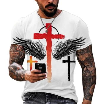 Bărbați 3D de vara tricou imprimat Desene animate imprimate tricou Vintage crucea jacheta 2022 Moda barbati frumosi super confortabil