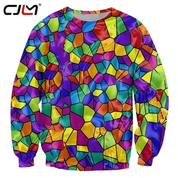 CJLM Streetwear Nou Lung Liber Amuzant 3D Pulovere Imprimate Colorate Zăbrele Supradimensionate Îmbrăcăminte Unisex Primăvară Transpirații Picătură Navă