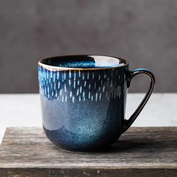 Cana ceramica stil retro albastru ceașcă de cafea Simplă acasă 350ML