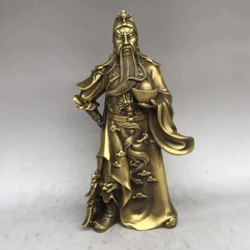 Chineză China Fengshui Alamă Guan Yu yuanbao Războinic Sculptura lui Buddha