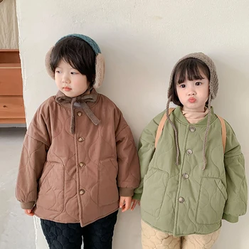 Copii Bumbac Sacou Casual-coreean O-Neck Solid Copii Haina de Toamna Iarna Cald Îngroșa Băieți Fete Îmbrăcăminte exterioară 1-6 Ani