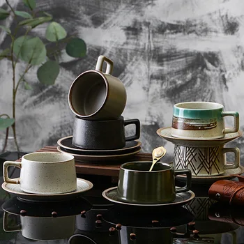 Creative Japoneză retro cafea ceasca si farfurie set ceramica cana de apa cana de lapte cana cu lingura tacamuri