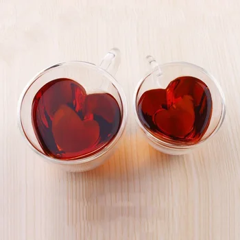 Creative Perete Dublu Cana Inima de Dragoste în Formă de Sticlă termorezistentă Cupe de Șampanie, Vin, Lapte, Cafea Espresso Cana Bara de Instrumente de Băut