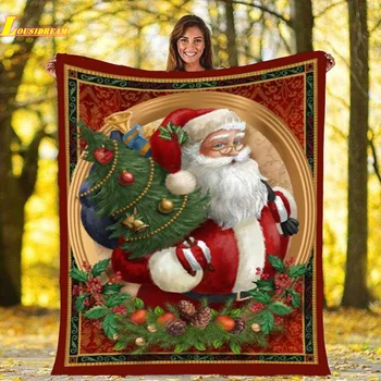 Crăciun Pătură An Nou Fericit Cadou de Moș Crăciun Pătură Ușor Cald Pătură pentru Pat, Canapea, Canapea Pătură pentru Toate Anotimpurile
