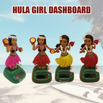 Decor Masina Energie Solară Hawaii Fată Păpușă Dans Auto Accesorii De Alimentare Solară Jucărie Tremura Capul Hawaii Masina Ornament Cadou