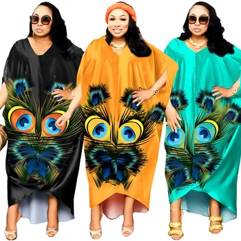 Design clasic de Imprimare a Femeilor Africane Dashiki Moda Întinde Vrac Rochie Lunga Gratuit Dimensiune Bat Maneca Stil Nou