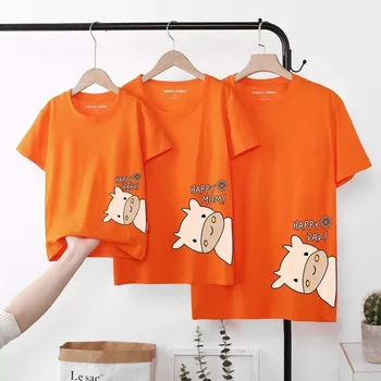 Drăguț Noua Familie De Potrivire Haine De Vara Din Bumbac Vacă De Desene Animate Imprimate T-Shirt Pentru Mama Tata Fiica Si Fiul Potrivire Haine