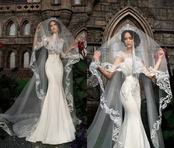 Elegante, Voaluri Mireasa Dantela Appliqued 3m Mult de Un Strat Catedrala Lungime Voiles de mariage Personalizate de Înaltă Calitate, voaluri de nunta