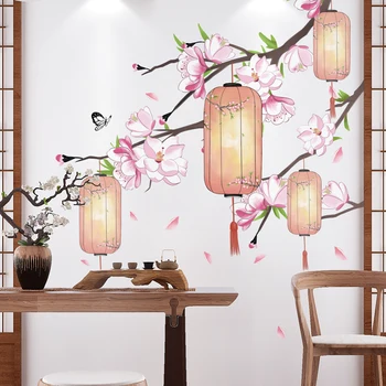 Felinar De Perete Autocolante 2021 Anul Nou Decorare Stil Chinezesc Camera De Zi Dormitor Adolescent Tapet Decor De Birou Acasă De Artă Murală