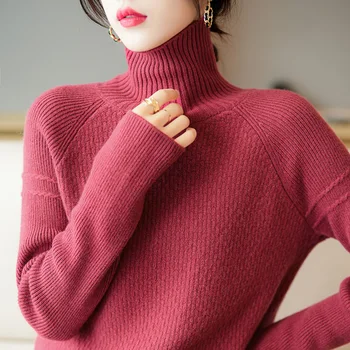 Femei Pulover 100% Lână Pură Knitwears Vânzare Fierbinte Guler Maneca Lunga 6Colors Pulovere Moi de Lână Cald Topuri