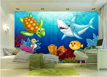 Foto personalizat murale 3d tapet Desene animate de animale de mare subacvatice lume cameră pentru copii picturi murale 3d tapet pentru pereți în rulouri