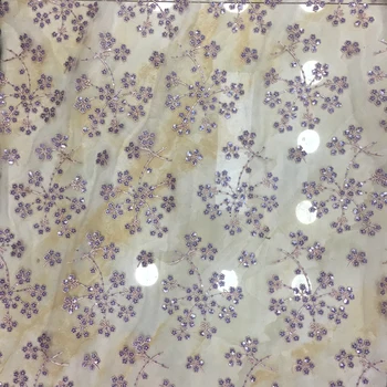 GLace 1Y/Lot violet paiete broderie flori ochiurilor de tesatura rochie de mireasa pentru femei pânză accesorii DIY material TX1115