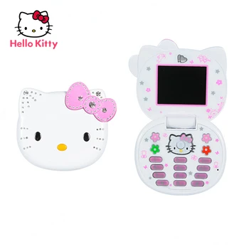 Hello Kitty Drăguț Mini Fata Hello Kitty Telefon Mobil Quad Band Flip Desene Animate Deblocat Copiii Dual Sim Telefon Mobil Curea Cadou