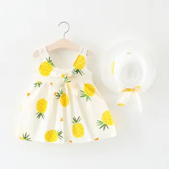 LZH Copil Fete Dress 2022 Noi Ananas Imprimare Rochie de Vara Arc Nod Copii Rochie Pentru Fete Princess Dress Toddler Haine de Fata