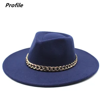La mijlocul lanțului fedora pălărie cu inima piersic reglabil unisex pălărie 2021 nou fedora hat navy blue jazz pălărie de iarnă кепка мужская