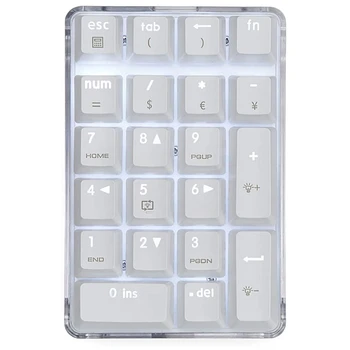 Mecanice Tastatura Numerică Albastru Comutator Cu Fir Gaming Tastatura Caz De Cristal Alb Cu Iluminare Din Spate De 21 De Taste Mini Numpad Portabil