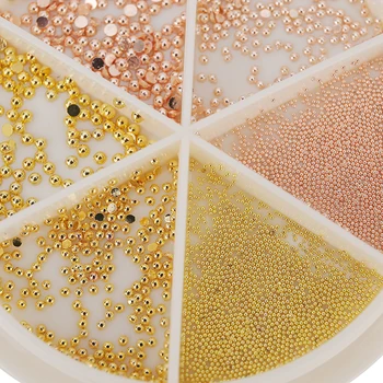 Metal Margele Micro Oțel Inoxidabil de 0,5 mm-1,5 mm Cuie Arta Caviar Margele 3D DIY Aur/Aur Rose Nail Art Accesorii