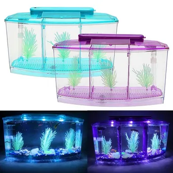Mini Rezervor de Pește acvariu Pesti de Acvariu Rezervor de Lumină LED Separator Apa Filtru Plantelor Acvatice Cresc Iluminat rezistent la apa Luminoase Clip