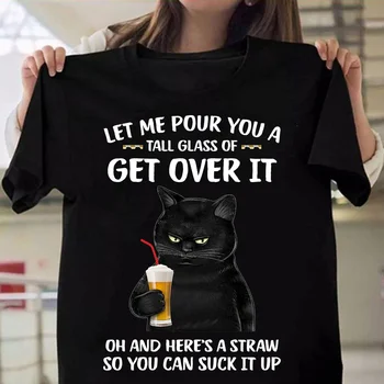 Moda Amuzant Pisica lasă-Mă Să-Ți Torn O Discuție Pahar Treci Peste Asta Imprimate T-shirt Femei Casual de Vara cu Mânecă Scurtă T-shirt