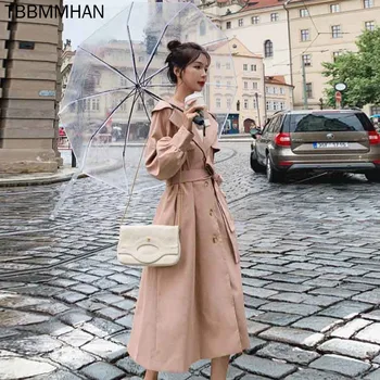 Moda Hanorac Femei 2021 Nou Timp de Primavara Toamna Stil Britanic coreean Largi Casual-Palton Streetwear Trenci ofițeresc Femei