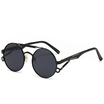 Moda de Metal Steampunk ochelari de Soare Barbati Femei Rotund Ochelari de Brand Designer de Epocă Ochelari de Soare de Înaltă Calitate Oculos de sol UV400