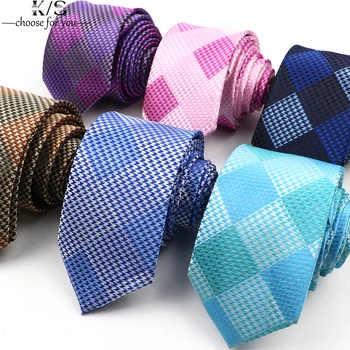 Moda pentru bărbați Cravată subțire 6CM Latime Casual Carouri Poliester Cravata Cadou pentru Barbati Petrecere Purta Cravata de Afaceri Accesorii de Nunta