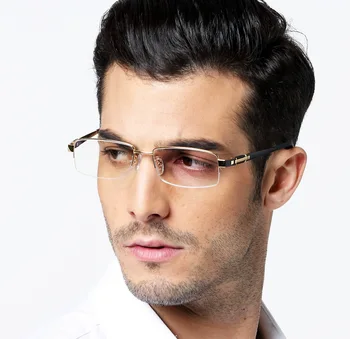 Moda titan pur bărbați jumătate cadru progresivă ochelari de citit ultra lumină de înaltă calitate prezbiopie rama de ochelari pentru barbati