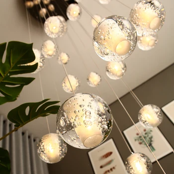 Modern Balon de Cristal Minge de Sticlă Pandantiv cu LED-uri de iluminat de mai Multe Scari de Lumini Bar Candelabru Hotel Villa Apartament Duplex