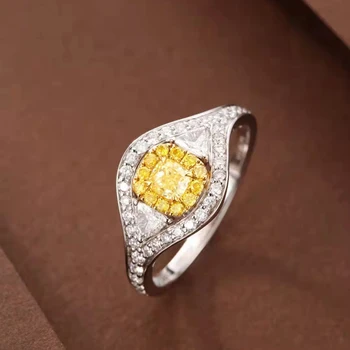 Naturale Galben 0.91 CT Diamant Aur de 18k Inel cu Diamant Pentru Femei verighete Fata Trendy Cadou de Logodnă Noi