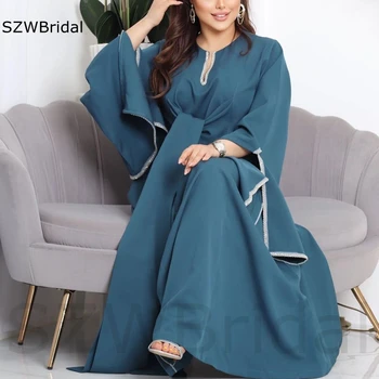 New Sosire Satin V Gâtului maneca Lunga rochii de Seara lungi de lux din Dubai Caftan rochii de Seara Vestidos de noche