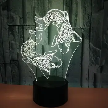 Noi Pește de Culoare 3d Lumina de Noapte Led-uri Acrilice 3d Iluzia de Lumină Touch Control de la Distanță Vizuală Creativă usb Lampă de Noapte