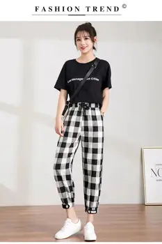 Noua Carouri buzunarul de la Pantaloni de Vara pentru Femei Elev Nou Stil coreean Subțire Vrac Trunchiate Talie Mare Direct Casual Pantaloni Harem pentru Femei
