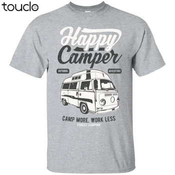 Nouă Bărbați T-Shirt De Moda De Top Tee Plus Dimensiune Transport Gratuit Happy Camper T-Shirt, Tabăra Mai Mult, Muncesc Mai Puțin Tricou, Camping T-Shirt