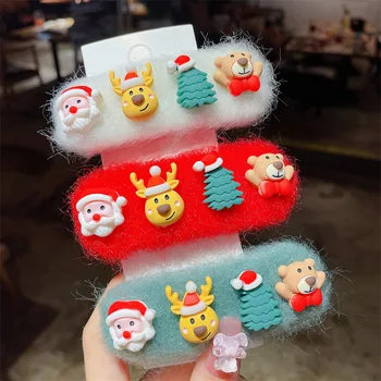 Ornamente De Crăciun, Moș Crăciun Elan De Lână Fată Drăguță Frizură Clip Partea Zână Desene Animate Accesorii De Par Pentru Copii Cadouri De Anul Nou