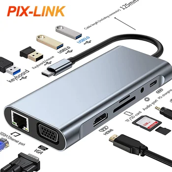 PIXLINK Personalizate OEM usb tip-c hub tip c docking station USB HUB cu hd-mi+usb3.0+pd livrare de putere încărcător