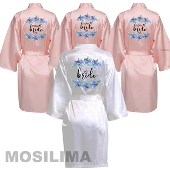 Petrecere de nunta Echipa de Mireasa Halat Cu Litere Negre Kimono Pijama Satin domnisoara de Onoare Halat de baie SP015