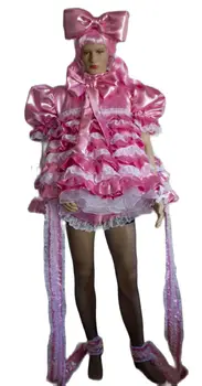 Sissy Noi De Vânzare Fierbinte Sexy Adult Satin Roz Bubble Sleeve Brățară Brățară Costum De Servitoare Personalizare