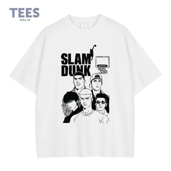 Slam Dunk Imprimat Tricouri Streetwear Anime T-shirt Stil Casual de Vara cu Maneci Scurte Manga Tricou Alb Barbati Topuri Tricouri 100%Bumbac